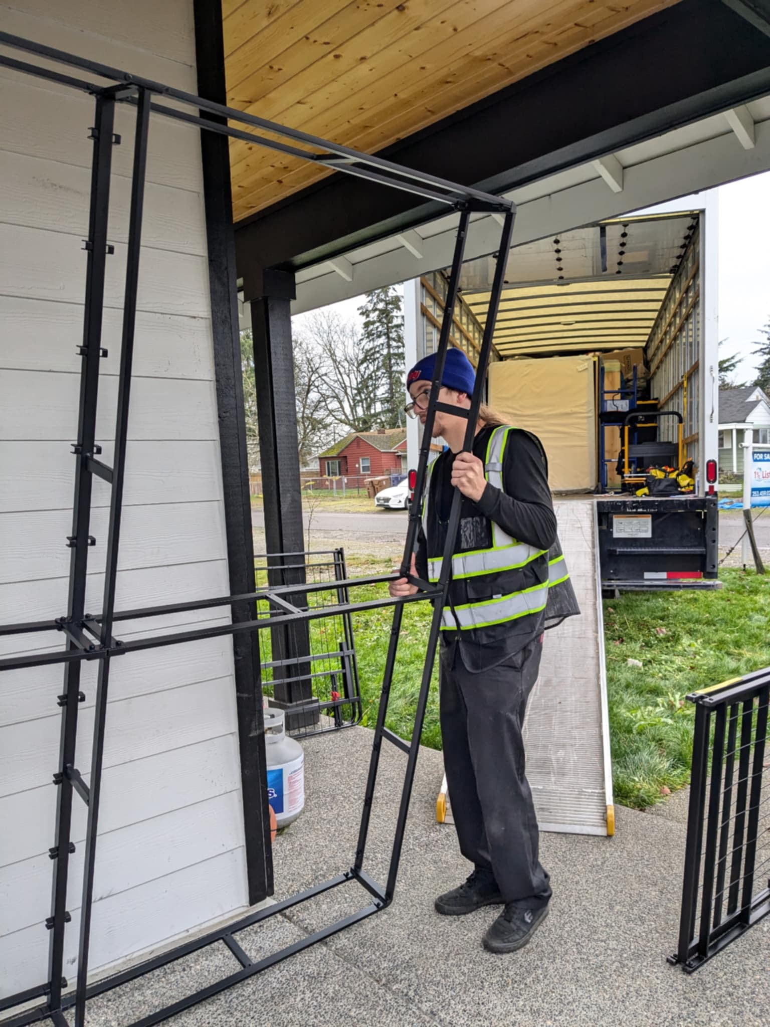 Professional mover handling moving equipment