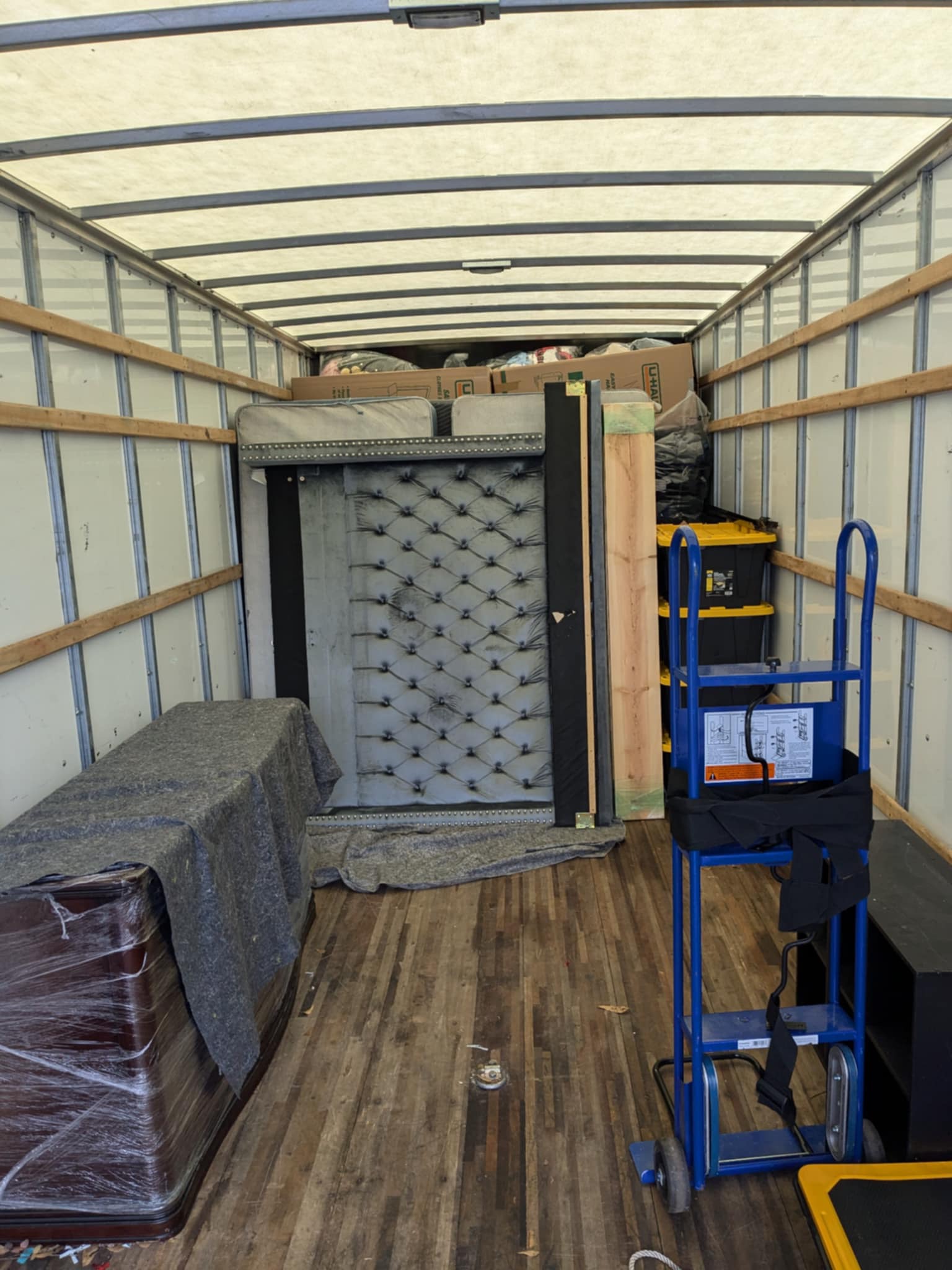 Properly packed moving truck with furniture