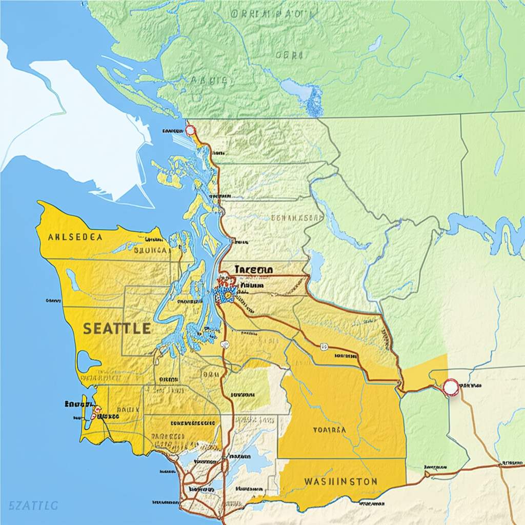 Map of Pierce County and surrounding areas where LiftNHaul provides moving services